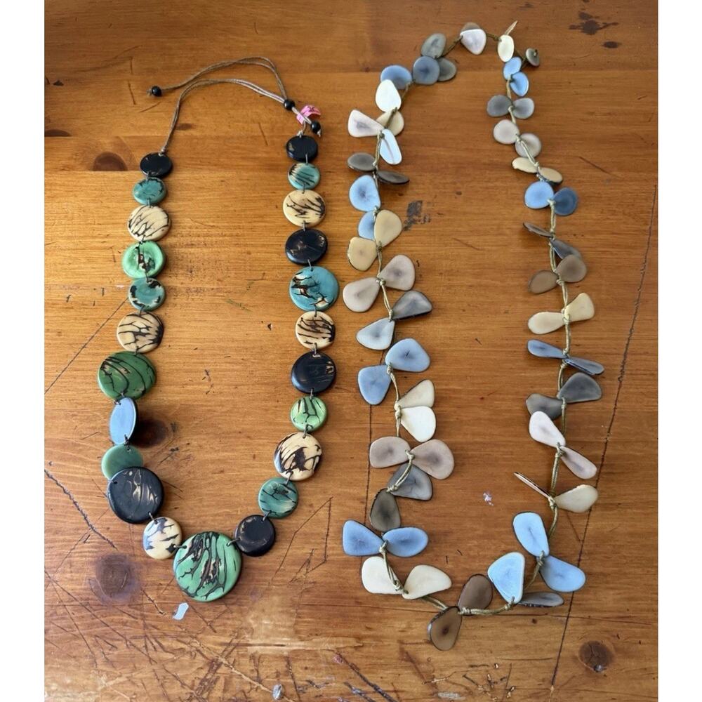Boho Neutral Necklace Bundle Shell Disc Organic Earth Tone Jewelry Lot